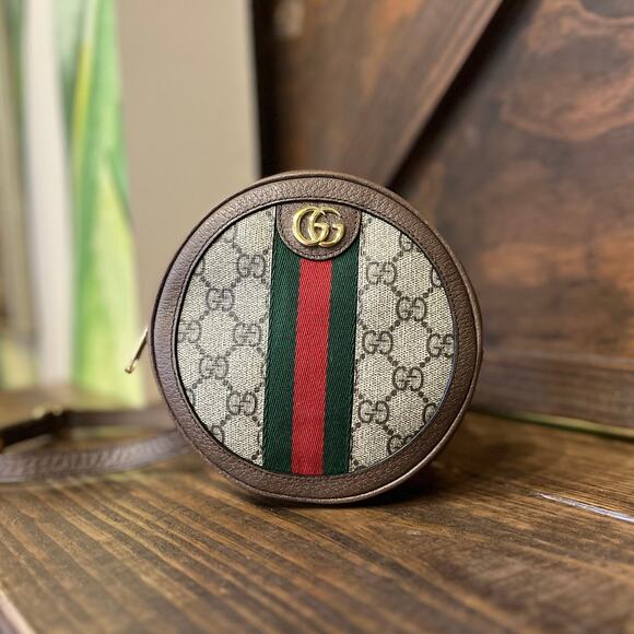 GUCCI Ophidia Round Mini GG Supreme Monogram Web Backpack - Picture 1 of 11